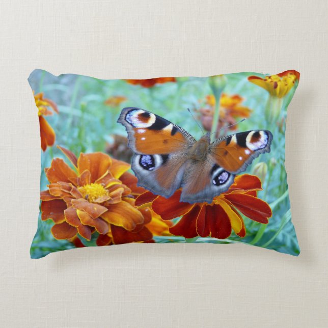 Butterfly In Colorful Garden Decorative Pillow (Front)