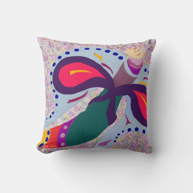 Butterfly in flight throw pillow (Front)