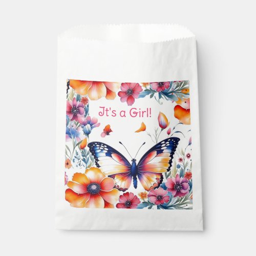 Butterfly in Flowers Girls Baby Shower Favor Bag