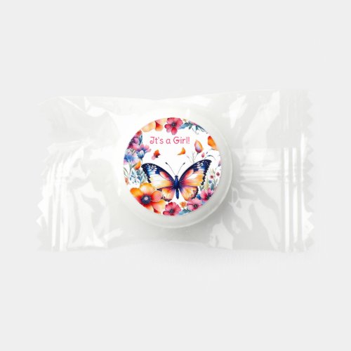 Butterfly in Flowers Girls Baby Shower Life Saver Mints