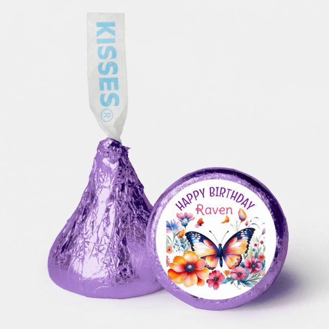 Butterfly in Flowers Girl's Birthday Party  Hershey®'s Kisses® (Front)