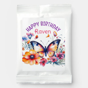 Butterfly in Flowers Girl's Birthday Party Lemonade Drink Mix