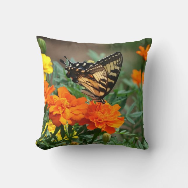 Butterfly In Garden Throw Pillow (Front)