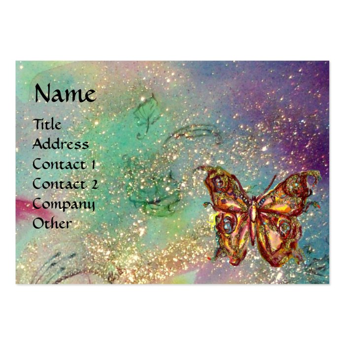 BUTTERFLY IN GOLD AND BLUE GREEN SPARKLES,teal Business Card