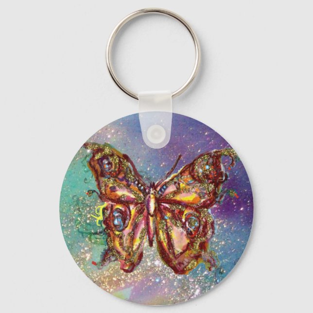 BUTTERFLY IN GOLD SPARKLES KEYCHAIN (Front)
