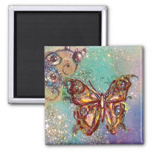 BUTTERFLY IN GOLD SPARKLES MAGNET