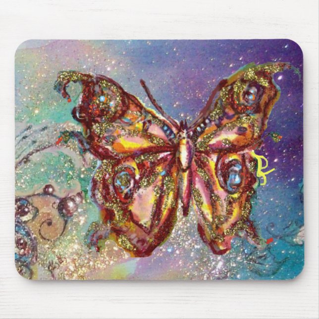 BUTTERFLY IN GOLD SPARKLES MOUSE PAD (Front)