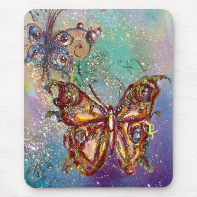BUTTERFLY IN GOLD SPARKLES MOUSE PAD (Front)