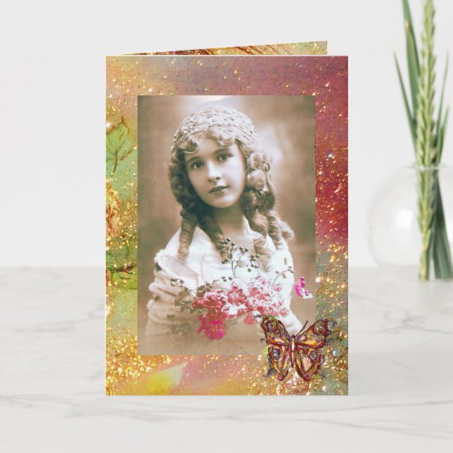 BUTTERFLY IN  GOLD SPARKLES  Photo Template (Front)