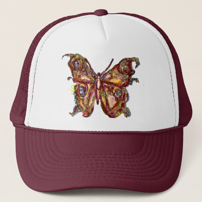 BUTTERFLY IN GOLD SPARKLES TRUCKER HAT (Front)