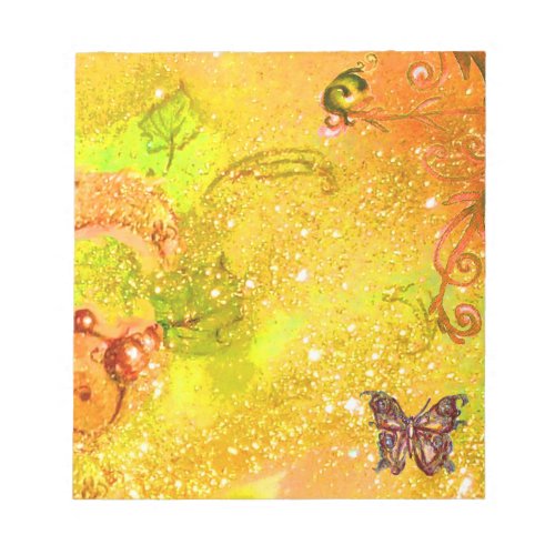 BUTTERFLY IN GOLD YELLOW SPARKLES NOTEPAD