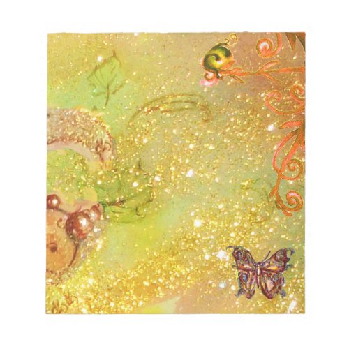 BUTTERFLY IN GOLD YELLOW SPARKLES NOTEPAD