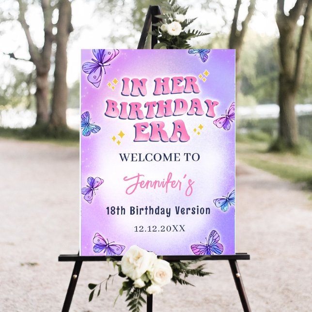 Butterfly In Her Birthday Era Welcome Sign (Creator Uploaded)