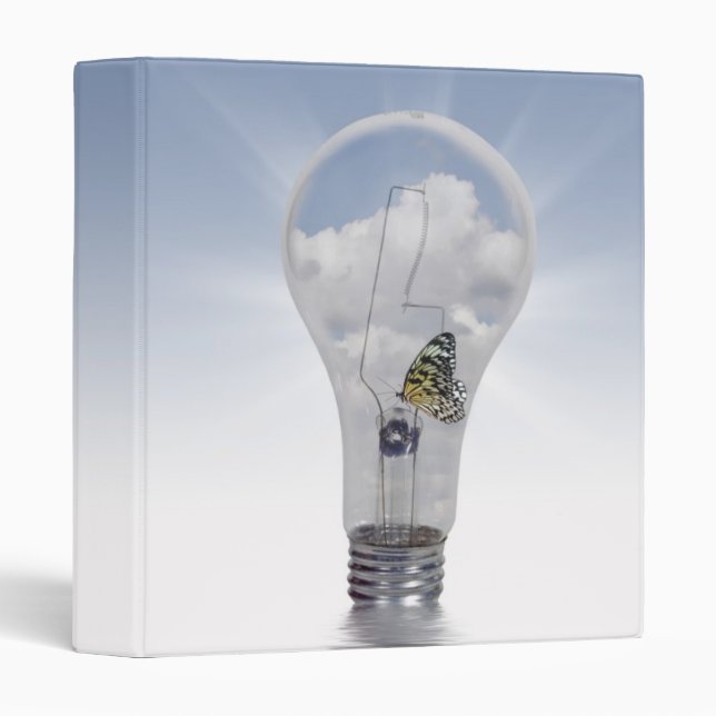 Butterfly in Light Bulb 3 Ring Binder (Front/Spine)