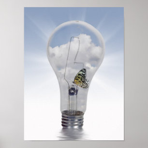 Butterfly In Light Bulb Poster