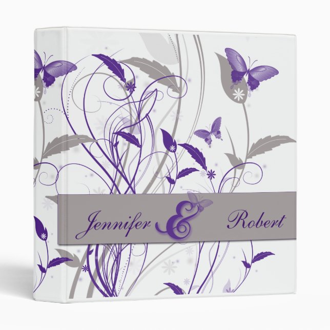 Butterfly in Lilac and Purple and Grey Anniversary Binder (Front/Spine)