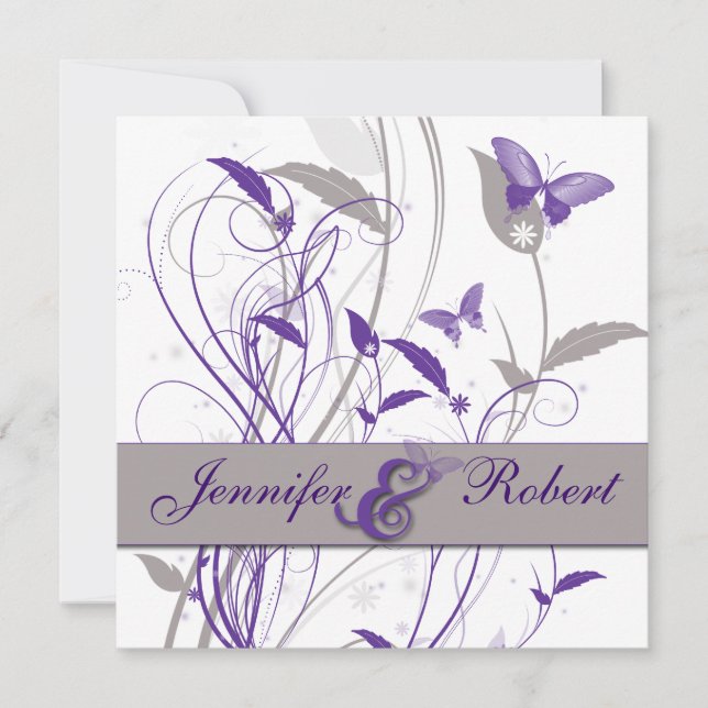 Butterfly in Lilac and Purple Anniversary Invitation (Front)