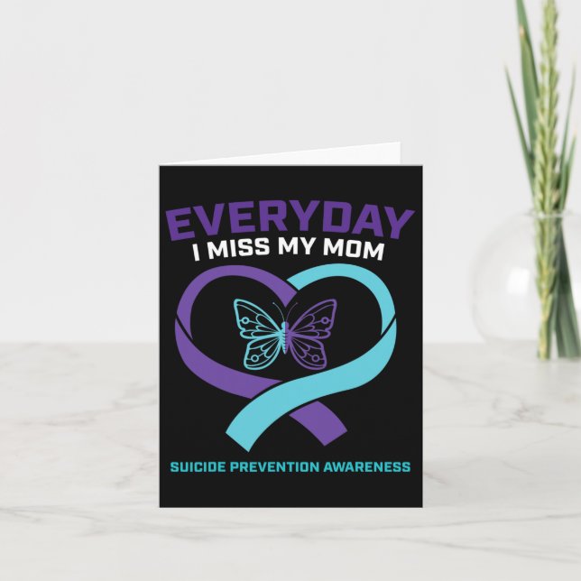 Butterfly In Loving Memory Mom Suicide Prevention  Card (Front)