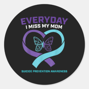 Butterfly In Loving Memory Mom Suicide Prevention Classic Round Sticker