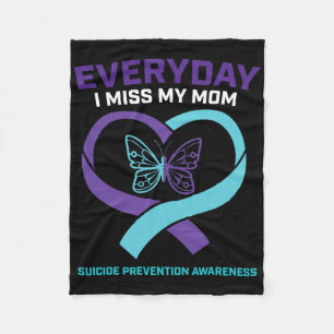 Butterfly In Loving Memory Mom Suicide Prevention Fleece Blanket