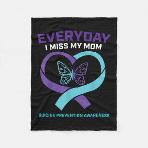 Butterfly In Loving Memory Mom Suicide Prevention  Fleece Blanket