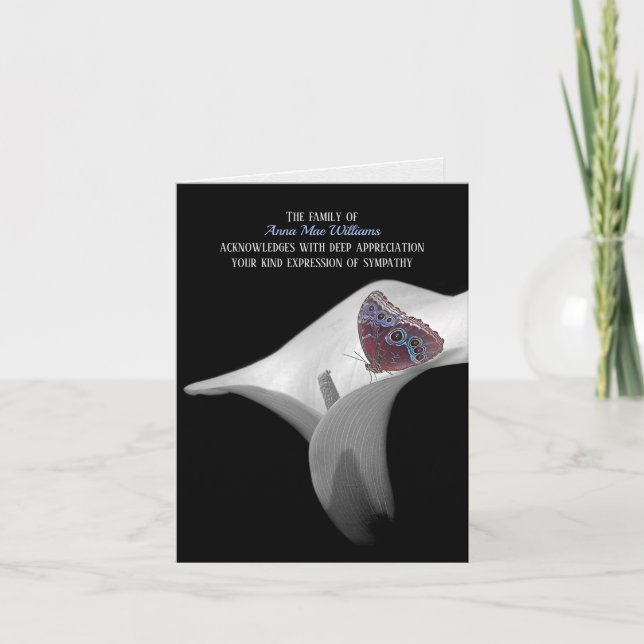 Butterfly In Peace Lily Sympathy Thank You (Front)