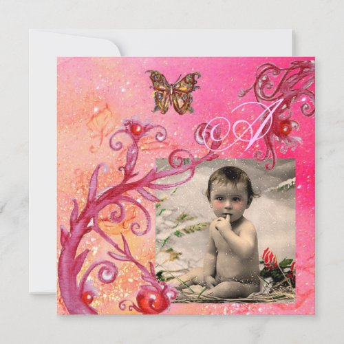 BUTTERFLY IN PINK BABY GIRL SHOWER Photo Template