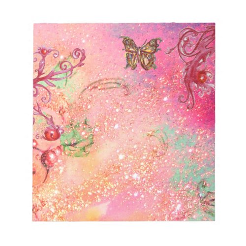 BUTTERFLY IN PINK FUCHSIA SPARKLES NOTEPAD
