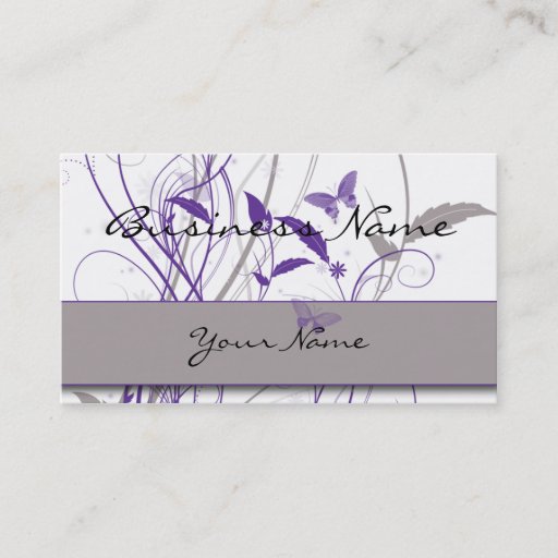 Customizable Butterfly in Purple and Grey Business Card
