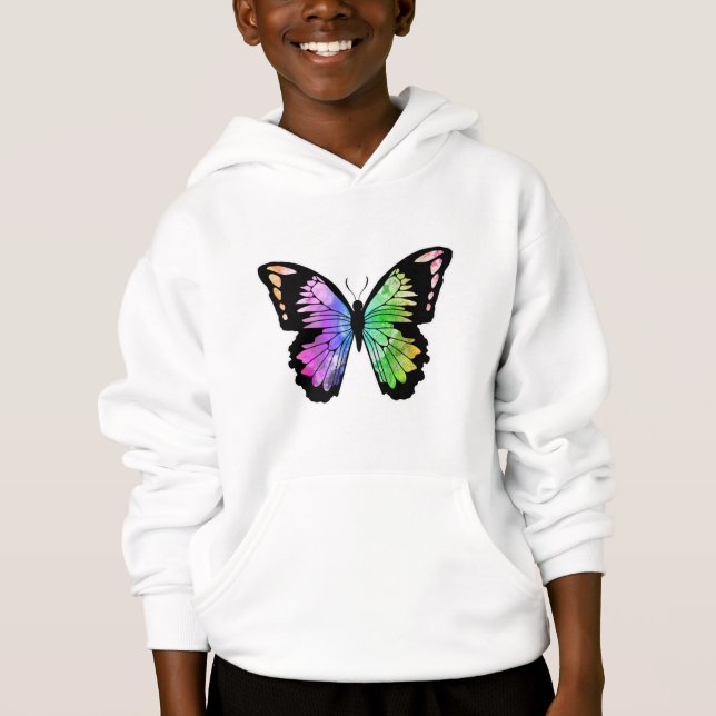 Butterfly in Rainbow Colors Hoodie (Front)