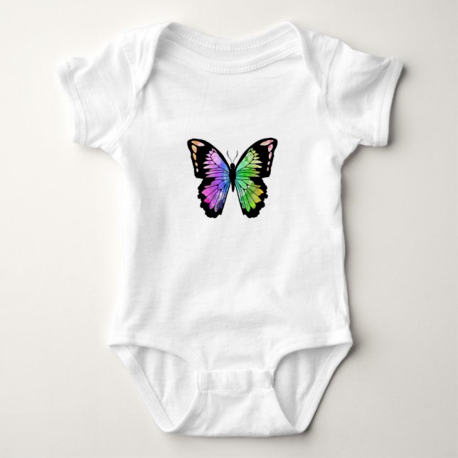 Butterfly in Rainbow Colours Baby Bodysuit (Front)