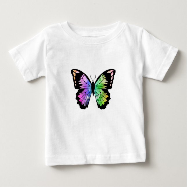 Butterfly in Rainbow Colours Baby T-Shirt (Front)