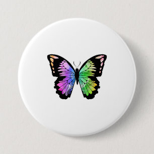 Butterfly in Rainbow Colours Button