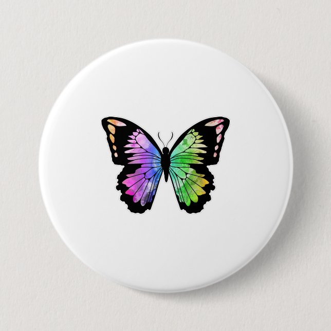 Butterfly in Rainbow Colours Button (Front)
