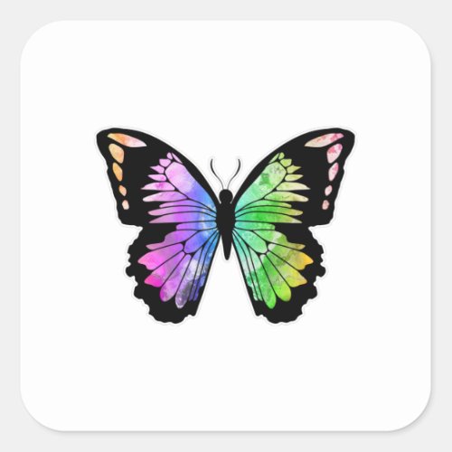 Butterfly in Rainbow Colours Square Sticker