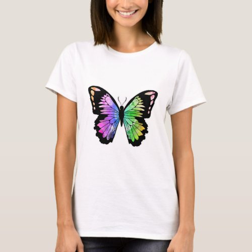 Butterfly in Rainbow Colours T_Shirt