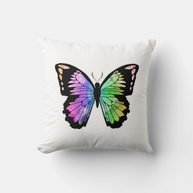 Butterfly in Rainbow Colours Throw Pillow (Front)
