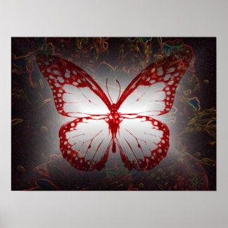 BUTTERFLY IN RED POSTER