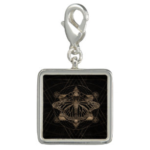 Butterfly in Sacred Geometry - Black and Gold Charm