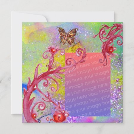 Butterfly In Sparkle 2 Photo Template Purple Green