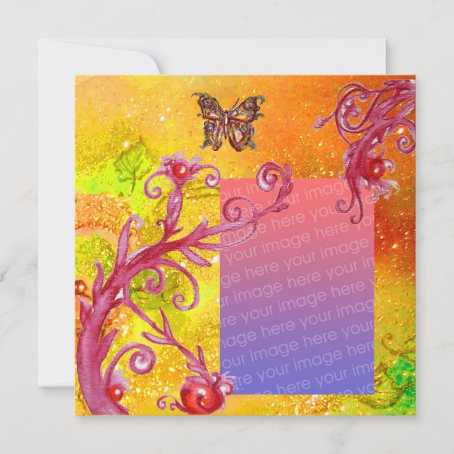 BUTTERFLY IN SPARKLE 2 photo template yellow red (Front)