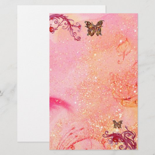 BUTTERFLY IN SPARKLES 2, red pink (Front/Back)