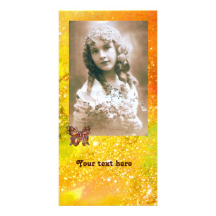 BUTTERFLY IN SPARKLES bright red orange yellow Card