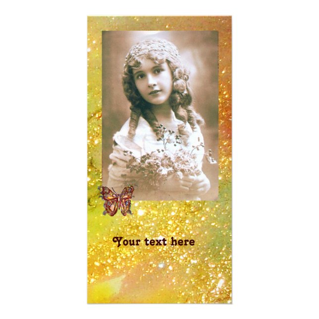BUTTERFLY IN SPARKLES bright red orange yellow Card (Front)