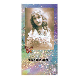 BUTTERFLY IN SPARKLES bright red ,pink green blue Card