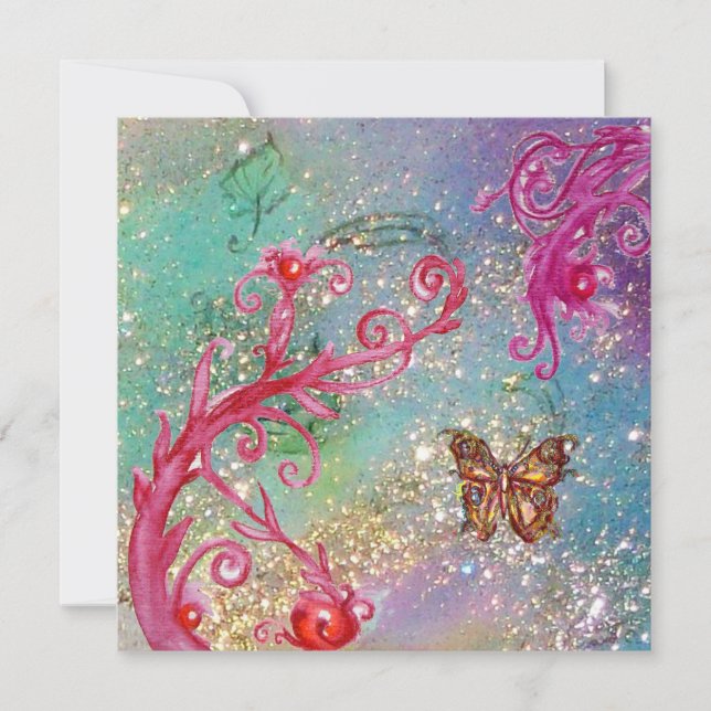 BUTTERFLY IN SPARKLES Elegant Blue Wedding Party Invitation (Front)