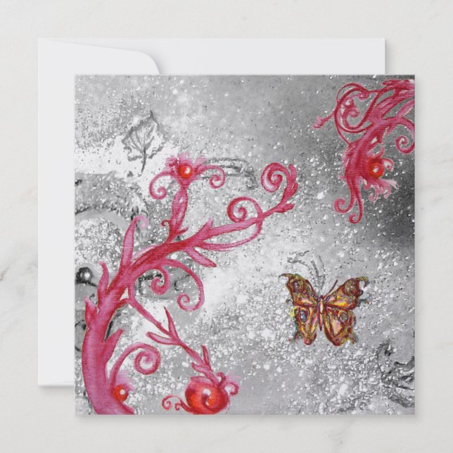 BUTTERFLY IN SPARKLES Elegant Wedding ice metallic Invitation (Front)
