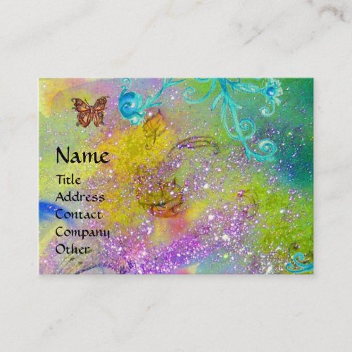 BUTTERFLY IN SPARKLESVIOLET BLUE SWIRLS MONOGRAM BUSINESS CARD