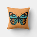 Butterfly In Teal And Orange Pillow at Zazzle