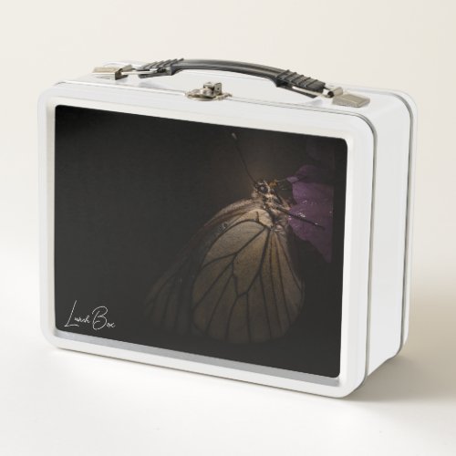 Butterfly in the dark metal lunch box